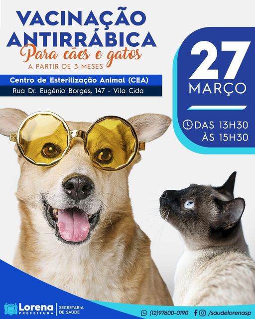 Proteja seu animal: vacinação antirrábica nesta quarta-feira no Centro de Esterilização Animal de Lorena